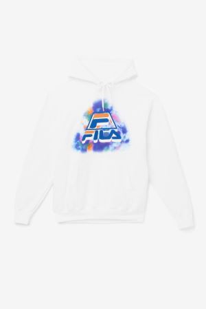 FILA Dracen Tie Dye Hoodies White,Mens Clothing | CA.JXFOGQ650